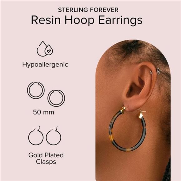 50mm Resin Hoop Earrings - Picture 2 of 3